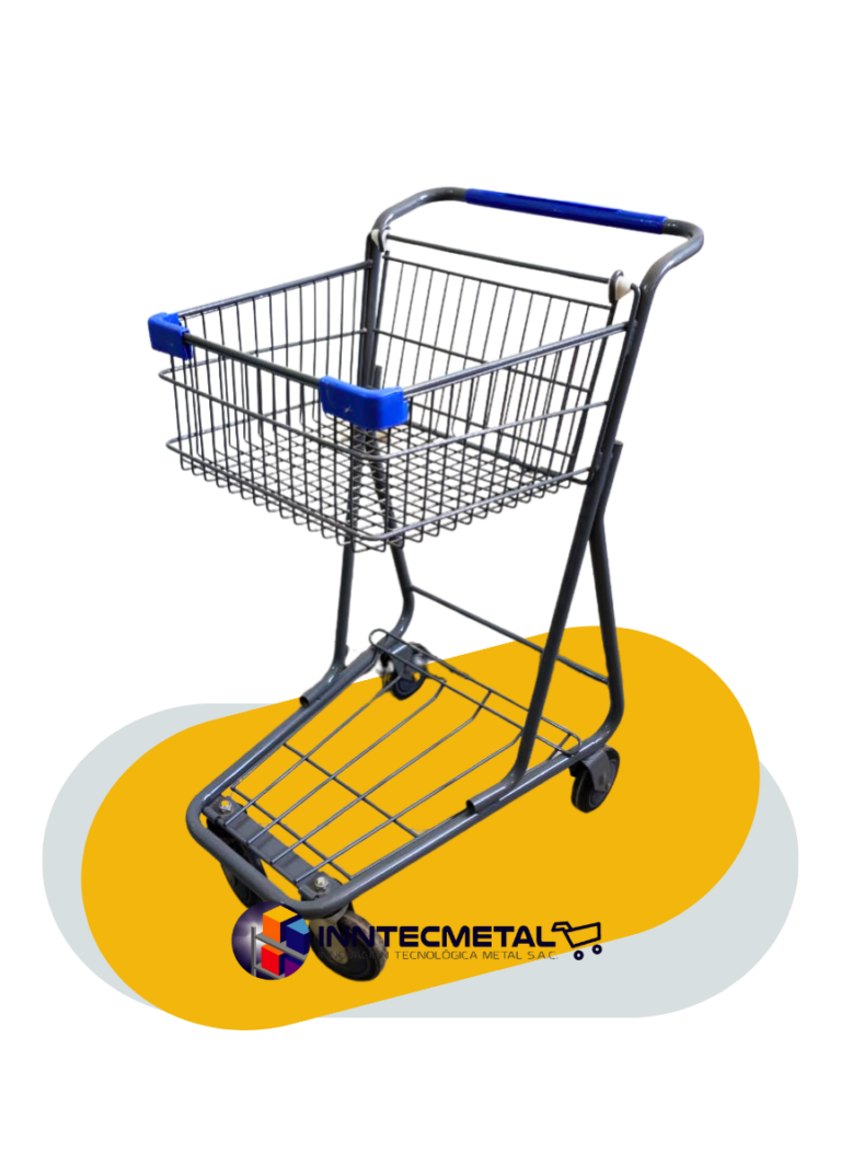 Coche de Supermercado Pintura en Polvo de Canastilla con Parrilla Azul