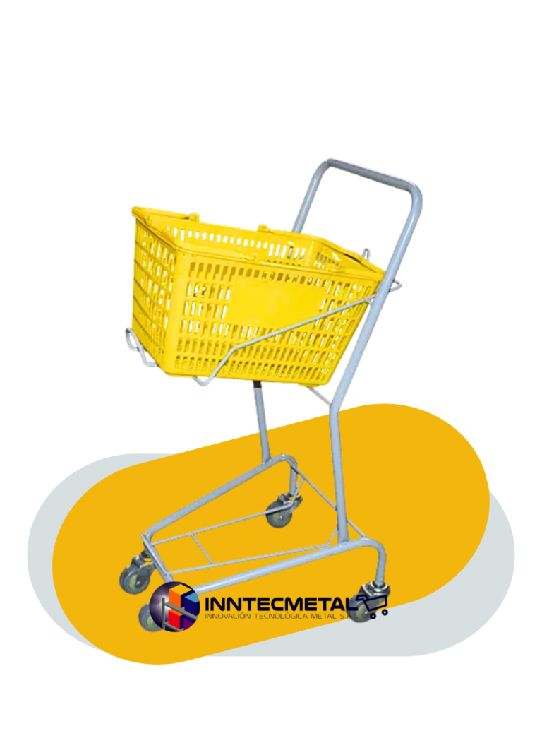 Coche de Supermercado Pintura en Polvo para dos canastillas de mano estructura gris