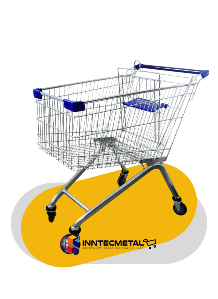 Coche de Supermercado Zincado Azul