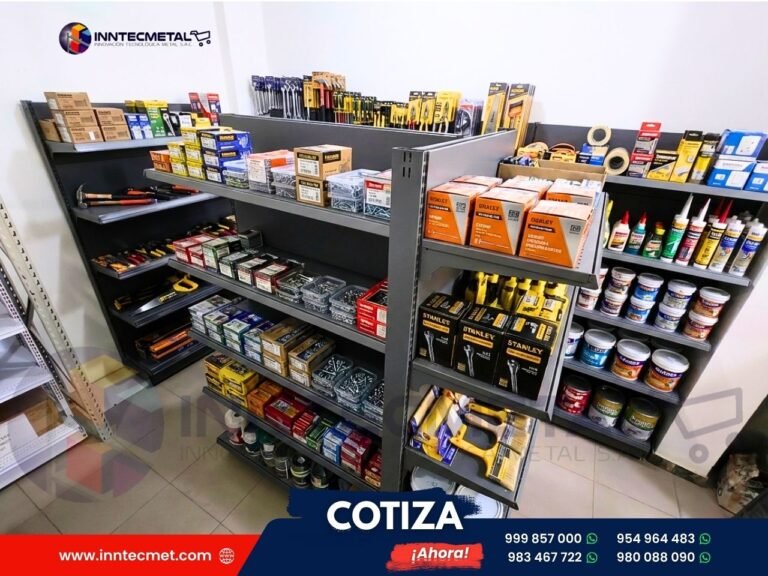Góndolas metálicas para minimarket - Ferretería