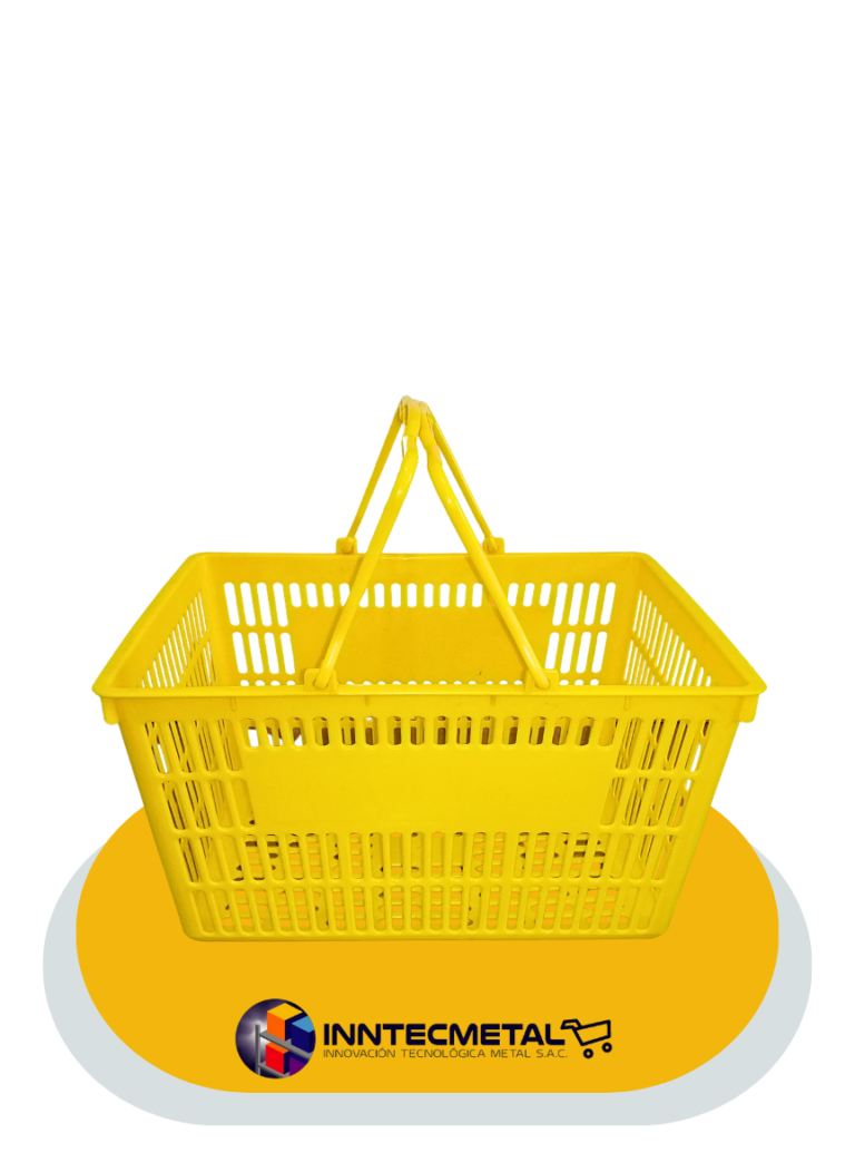Canastilla de mano asa plástico amarillo