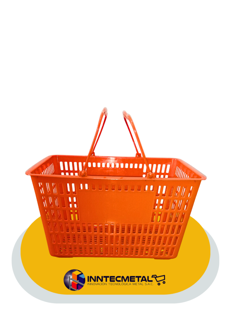 Canastilla de mano asa plástico anaranjado