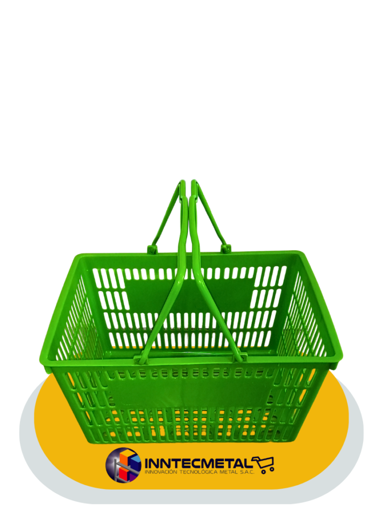 Canastilla de mano asa plástico verde