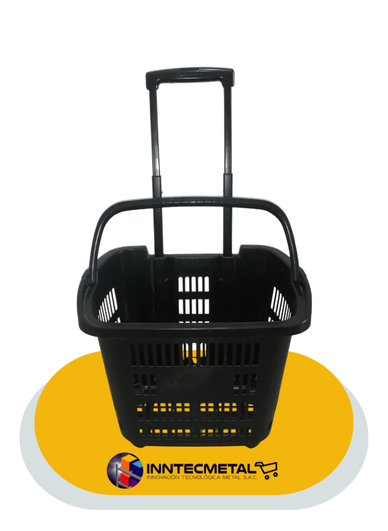 Canasto con manija y ruedas liviano negro