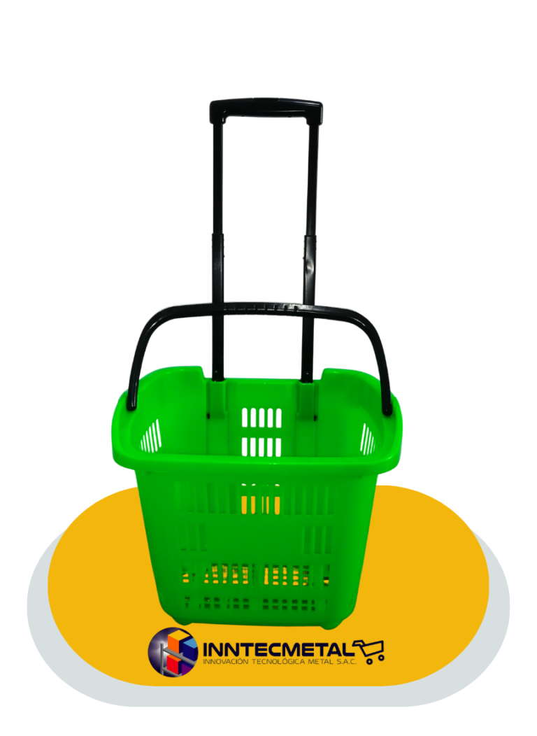 Canasto con manija y ruedas liviano verde claro