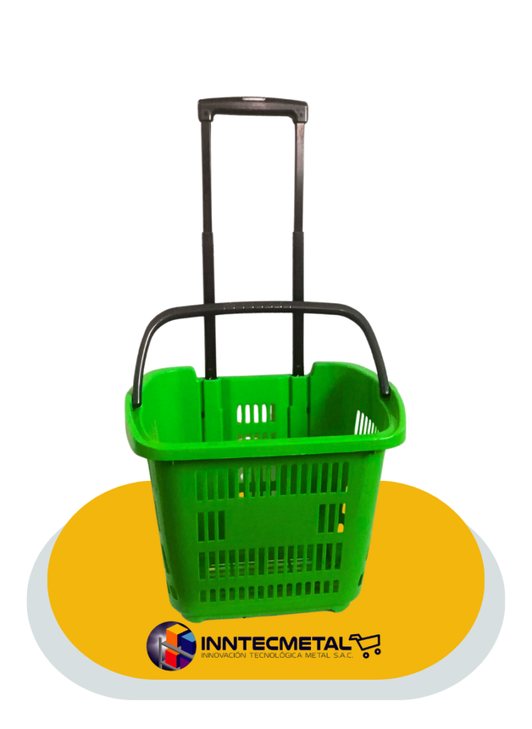 Canasto con manija y ruedas liviano verde manzana