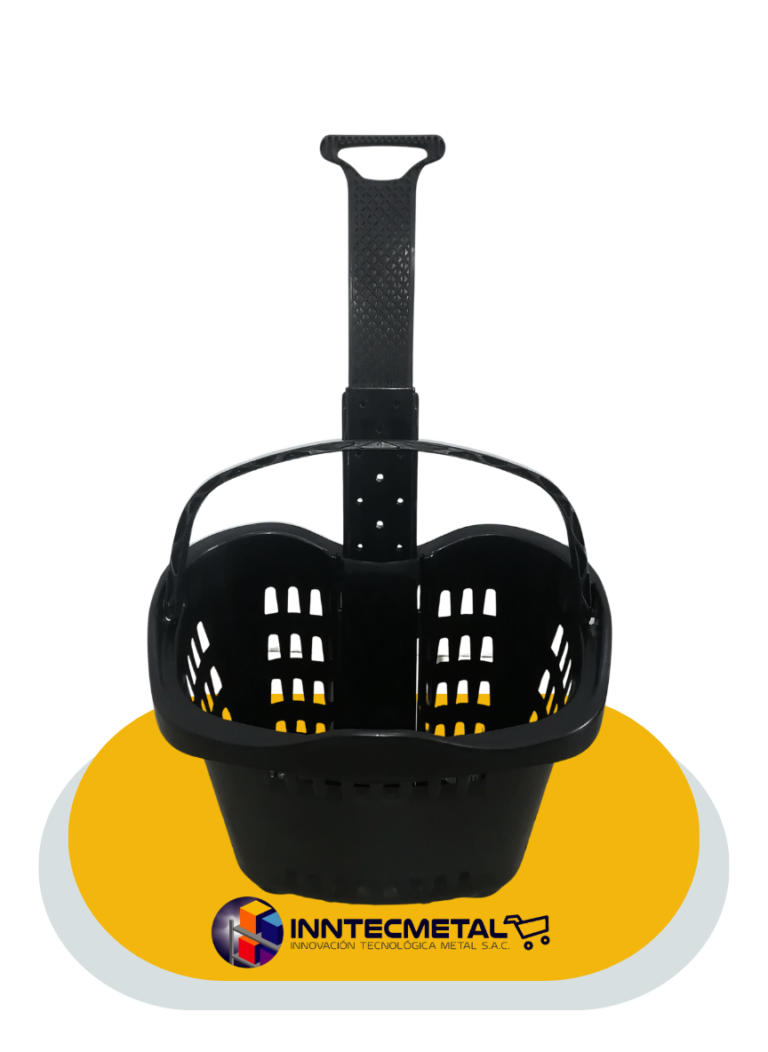 Canasto con manija y ruedas pesado negro