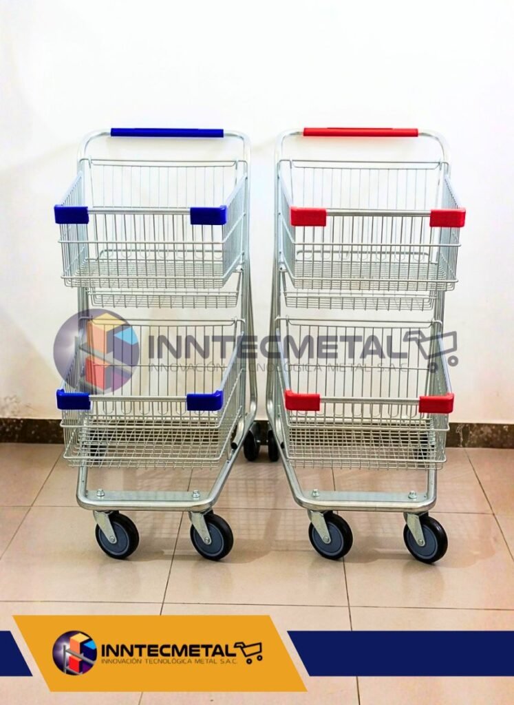 Coche Doble Canastilla Azul y Rojo